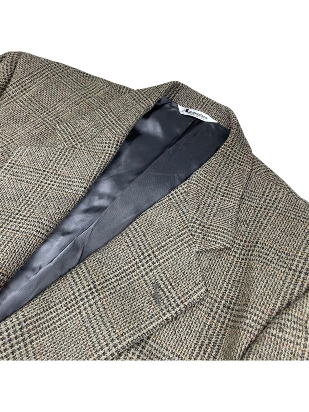 VTG Aquascutum Men's Tweed 2-Button Blazer Beige/Gray/Tan Plaid • USA • 46R